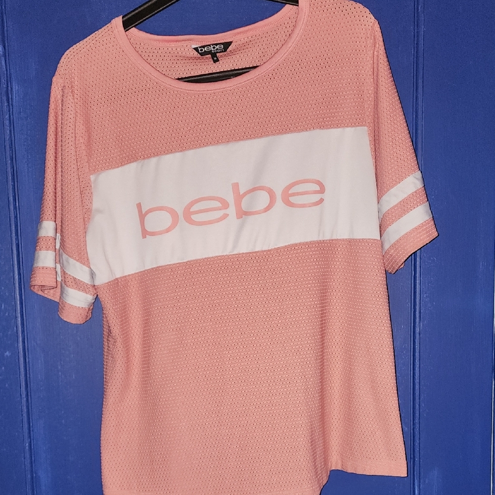 Bebe Pink Short Sleeve Mesh Tee From Bebe